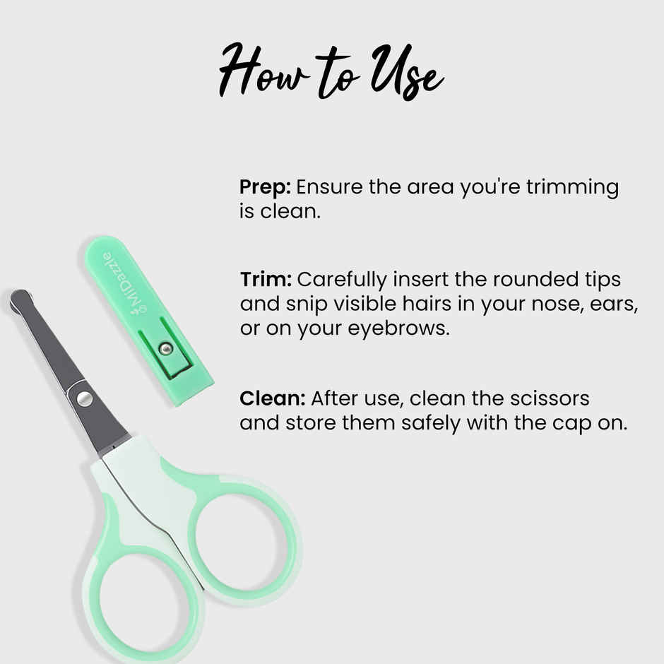 Midazzle Safety Scissor for Face - Precision Grooming Scissors with Rounded Tip |MISC5307