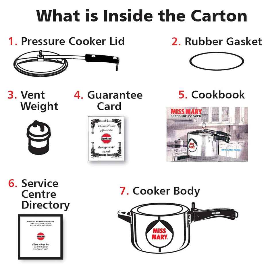 Hawkins 1.5 Litre Miss Mary Pressure Cooker, Small Inner Lid Cooker, Silver (Mm15)