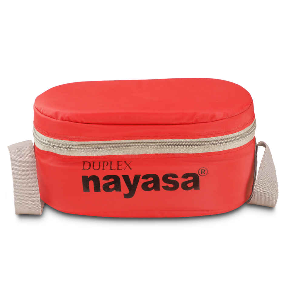 Nayasa Duplex Deluxe Stainless Steel Lunch Box Tiffin with Insulated Bag | Red