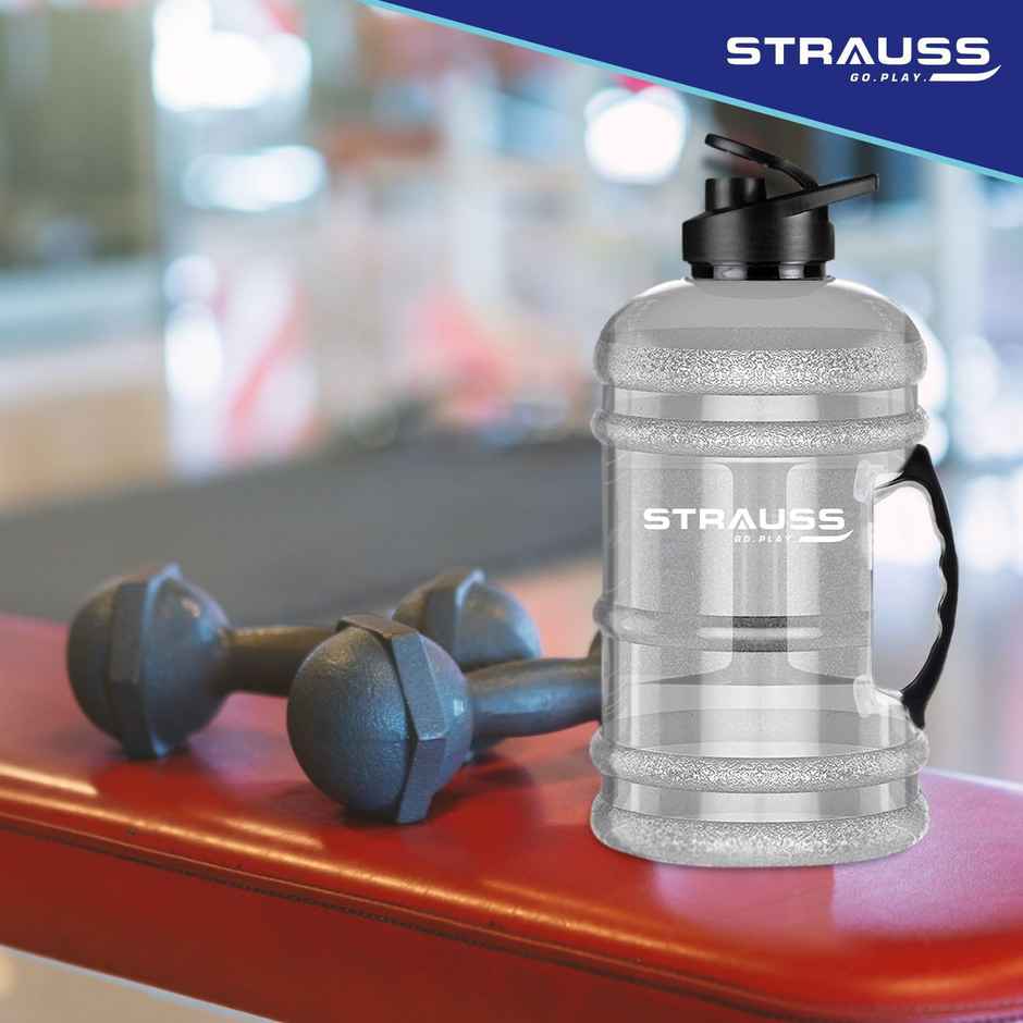 Strauss Gallon Shaker Water Bottle 1.5L with Mixer Ball, (Transparent, White Shade)