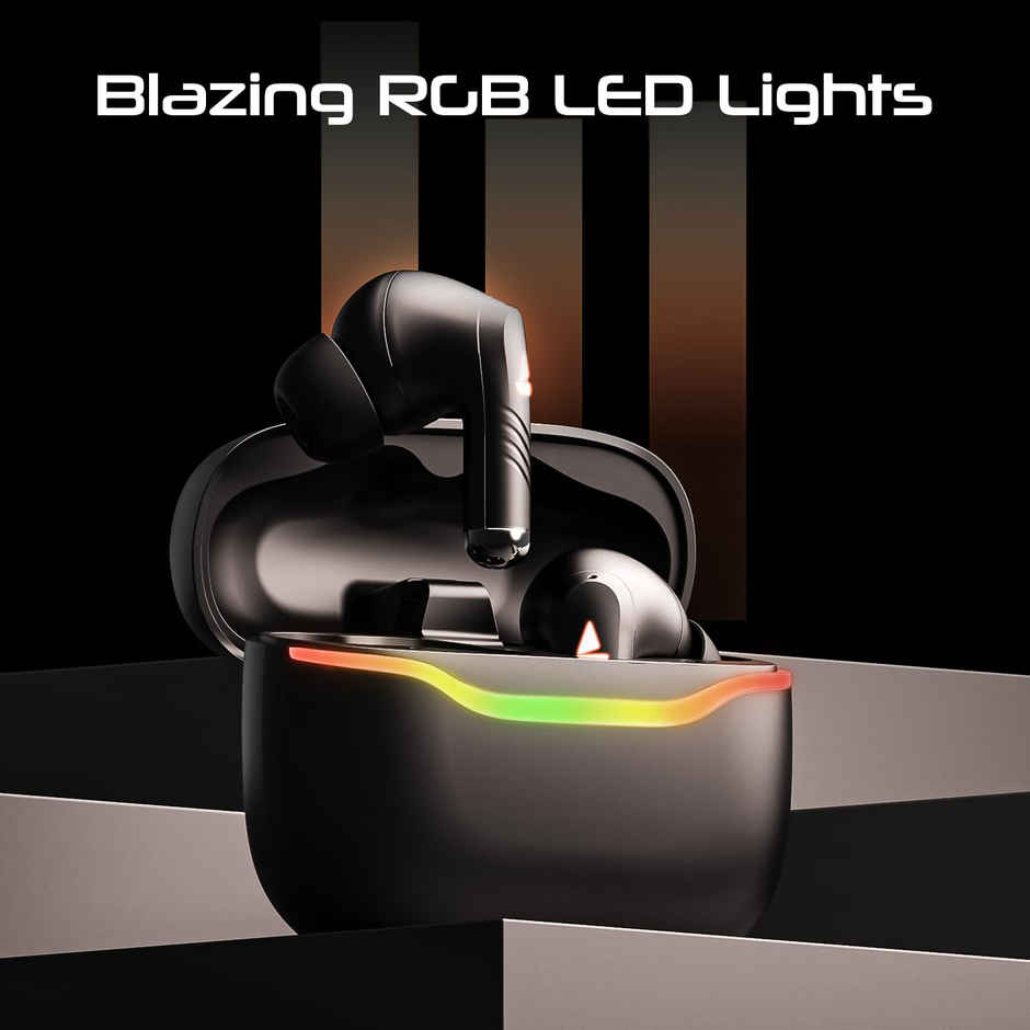 boAt Immortal 125 TWS Earbuds for Gaming w/ 40H Playtime, BEAST Mode & RGB LEDs (Black Sabre)