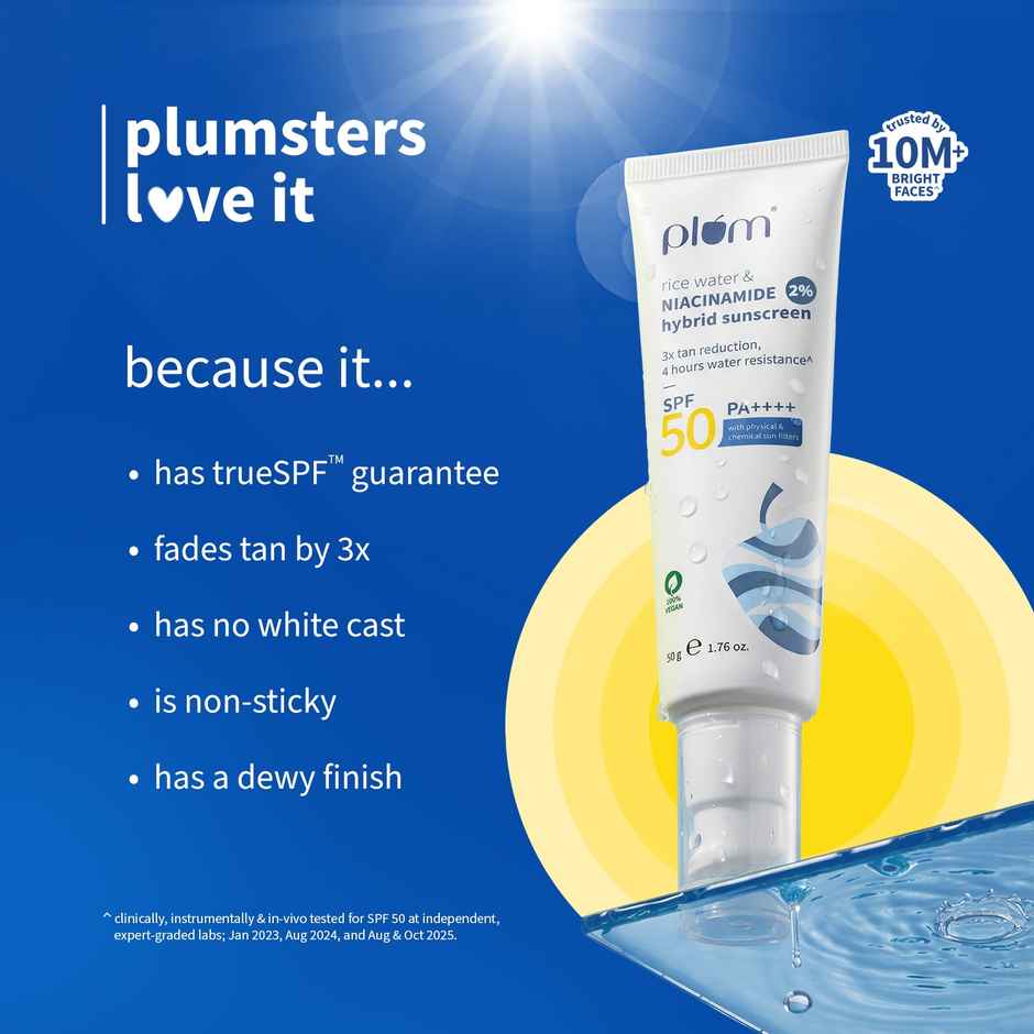 Plum 2% Niacinamide & Rice Water Hybrid Face Sunscreen With SPF 50