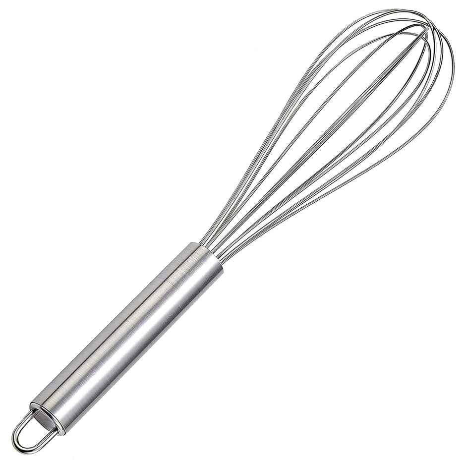 Kuber Industries Stainless Steel Kitchen Utensil Balloon Shape Wire Whisk, 25cm (Silver), Standard