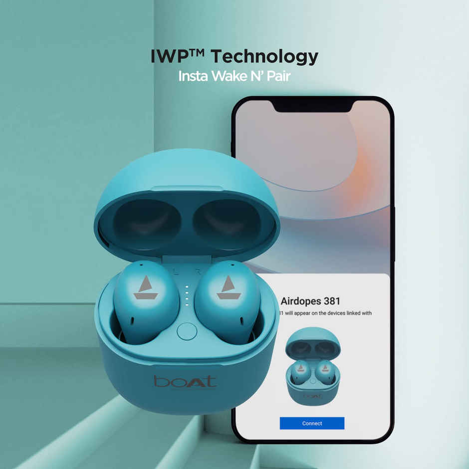 boAt Airdopes 381 Tws Earbuds With 20 Hours Playback, Asap Charge, Iwp Technology(Teal Blue)