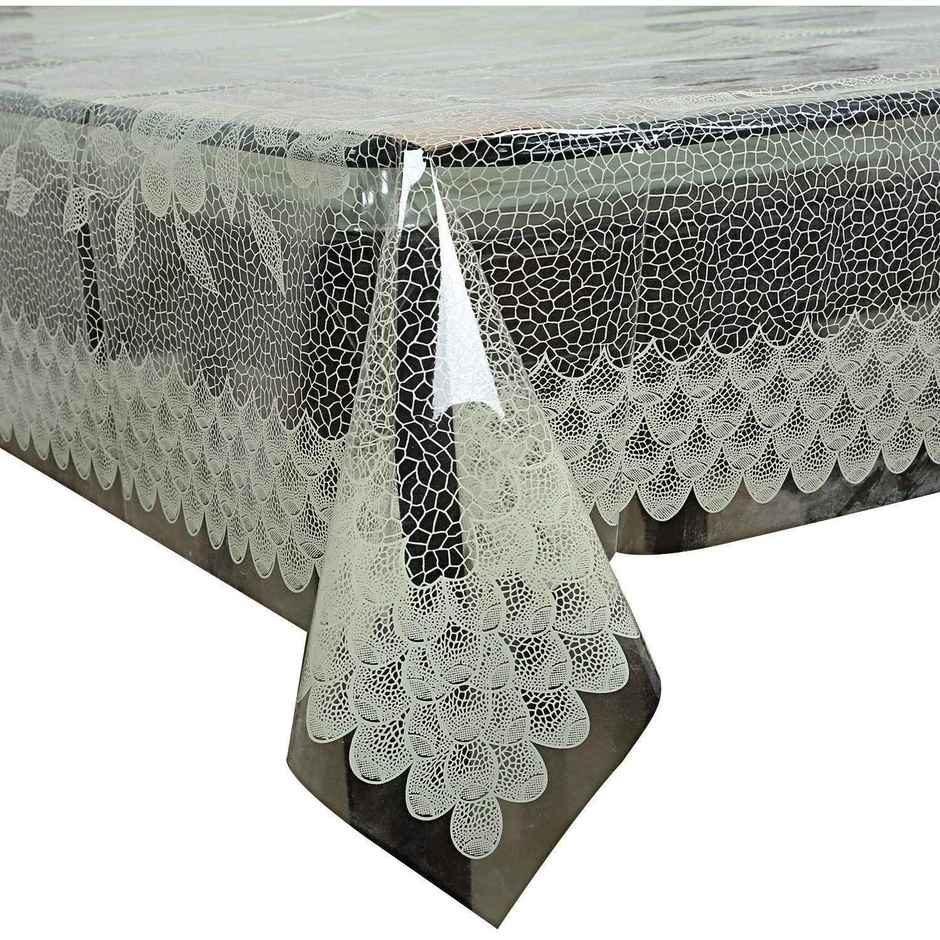Kuber Industries Floral Design Dining Table Cover for 6 Seater | Cream