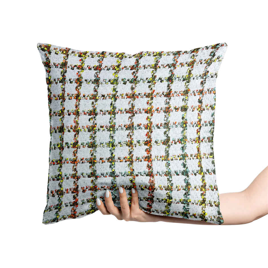 Bianca Decorative Hand Loom Cotton Jute Cushion Covers | 16 X16 Size | Abstract White