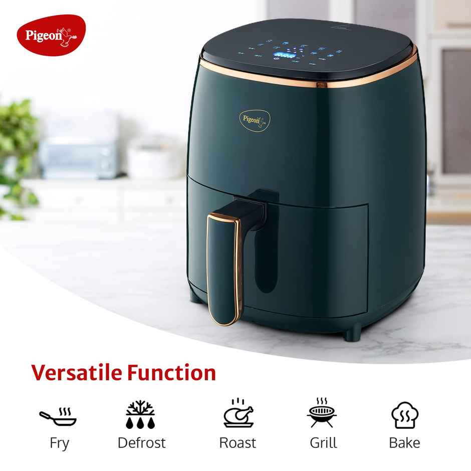 Pigeon Healthifry Digital Air Fryer, 1200 W with Non-Stick 4.2 L Basket, High Speed Air Circulation Technology - Green