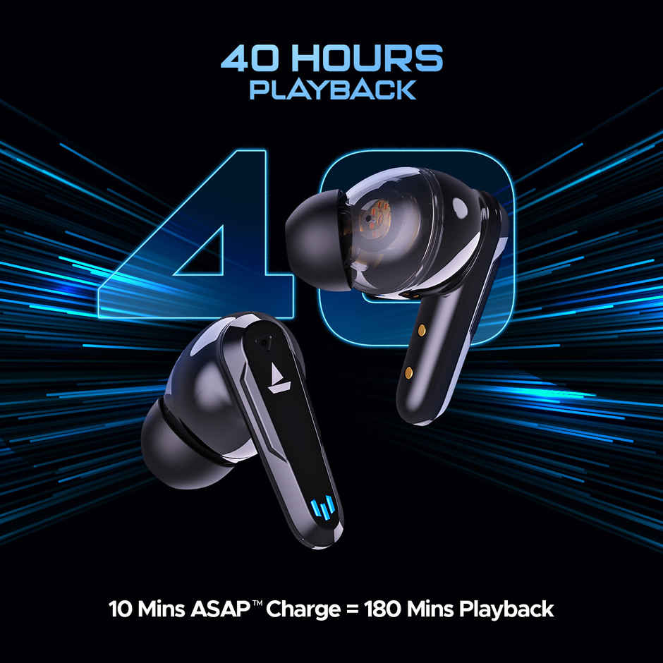 boAt Immortal 161 TWS Earbuds w/ Beast Mode(40ms Low Latency), 40 HRS Playback & 13mm Drivers Bluetooth - Black Sabre