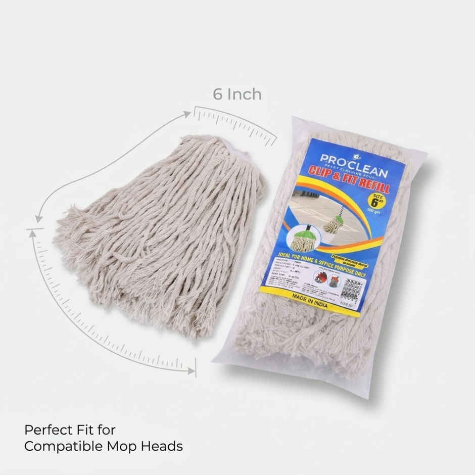 Proclean Cotton Refill - White | For Clip & Fit Mop | 6 Inch