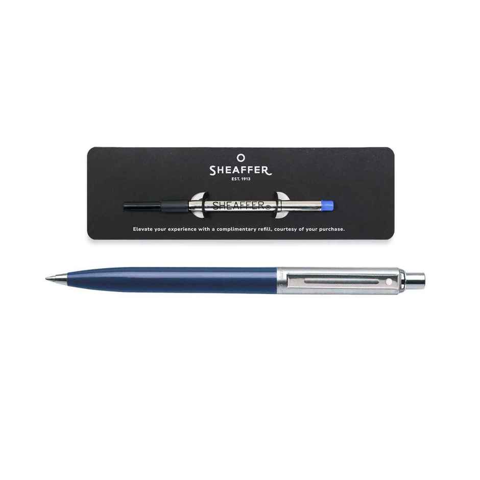 Sheaffer Sentinel E321 Ballpoint Pen | Chrome Cap & Trim | Blue Barrel | With Additional Refill
