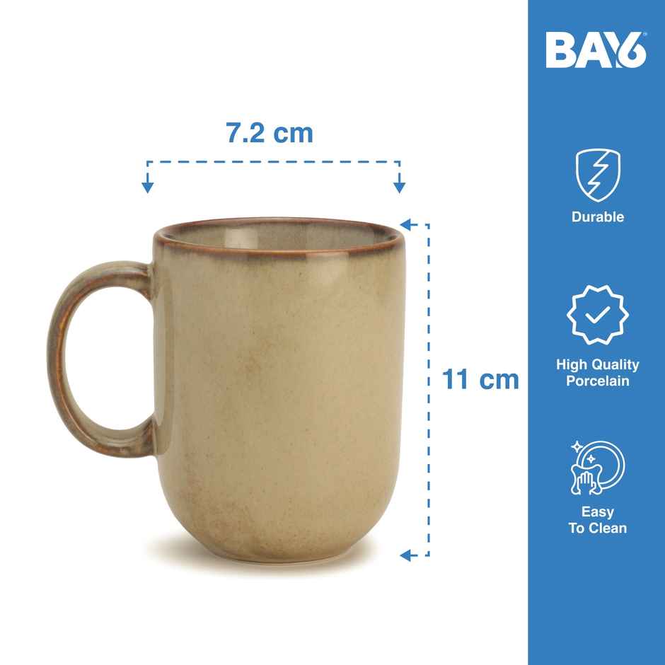 BAY6 Porcelain Coffee Mug Small Coupe 230 ml Reactive - 6 Pcs Set - Cotton