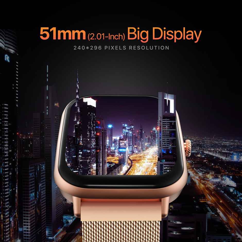 Fire-Boltt Ninja Call Pro Max Ultra 2.01 TFT BT Calling Stainless Steel Smart Watch - Gold SS