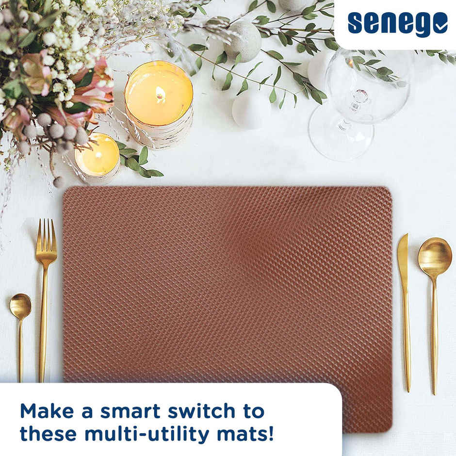Senego Anti Slip Mat | 3 m | Shelf Liner Mat for Kitchen/Cupboard/Drawers | 45 cm x 3 m | Brown | EVA, BPA Free