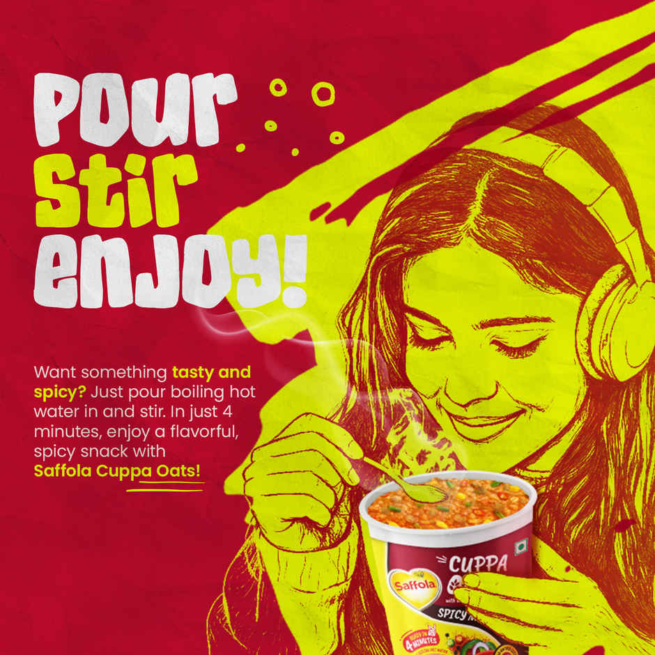 Saffola Cuppa Oats - Spicy Mexicana | No Maida | No Added Preservatives