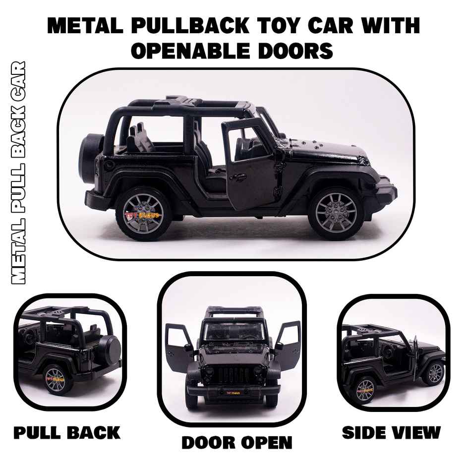 Toy Cloud Thar Die Cast Metal Car With Opening Doors And Pull Back Action 1-32 Scale Mini Super Car