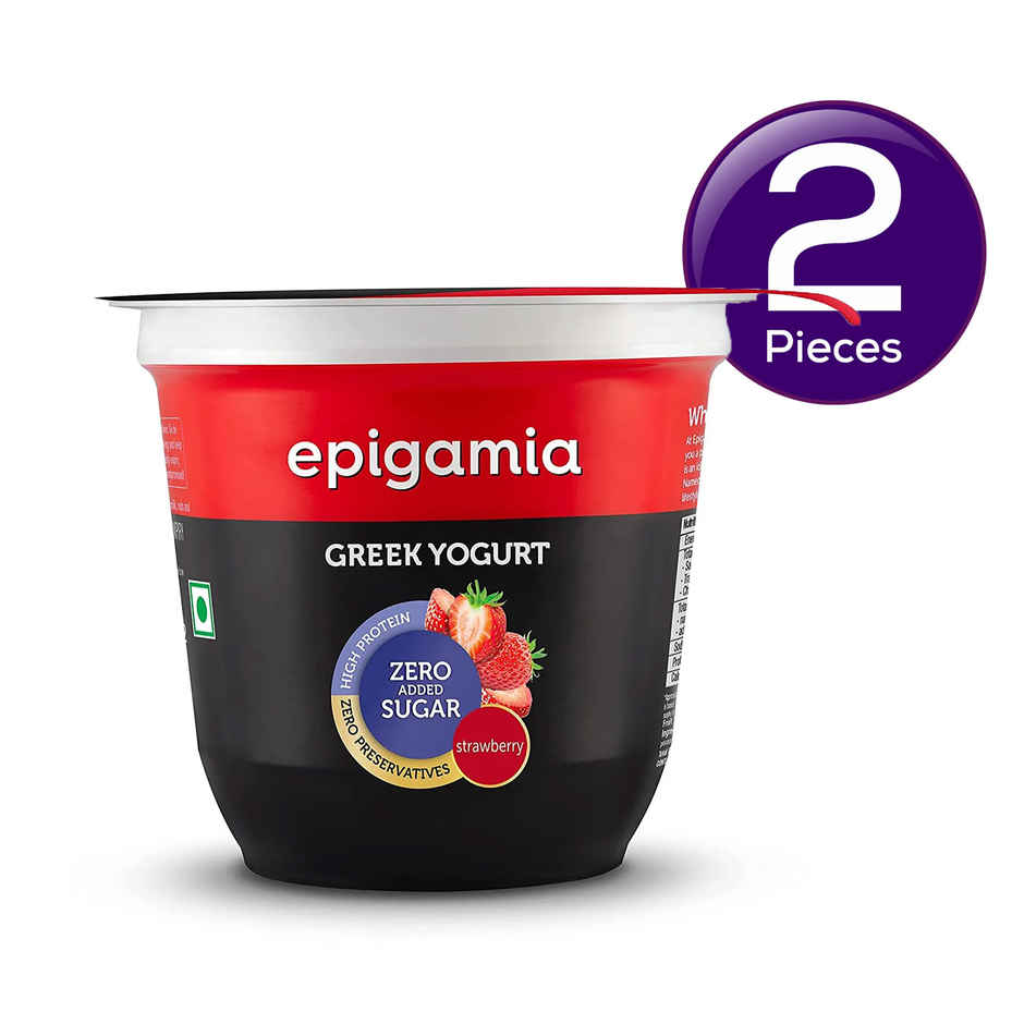 Epigamia No Added Sugar Strawberry Yogurt - 85gm Combo
