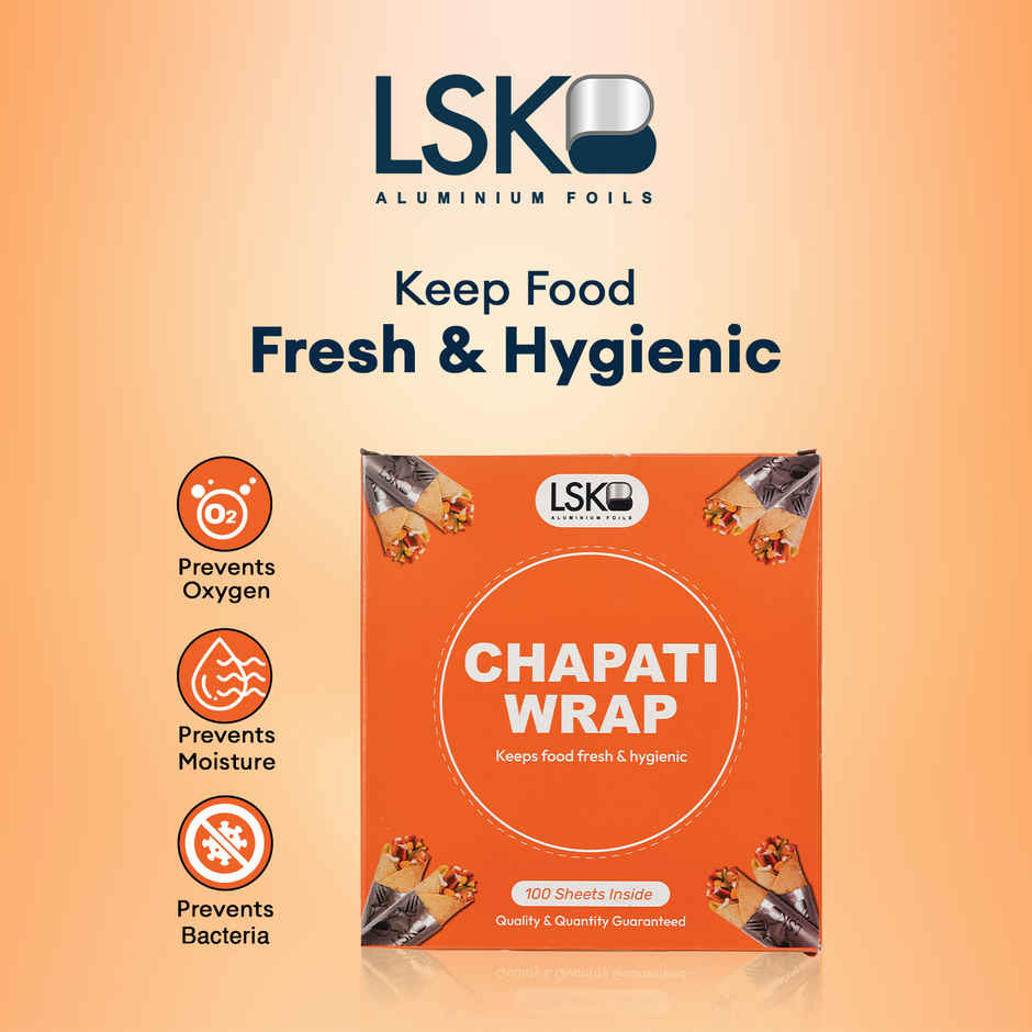 CHAPATI WRAP Pre-Cut Aluminium Foil 100 Sheets