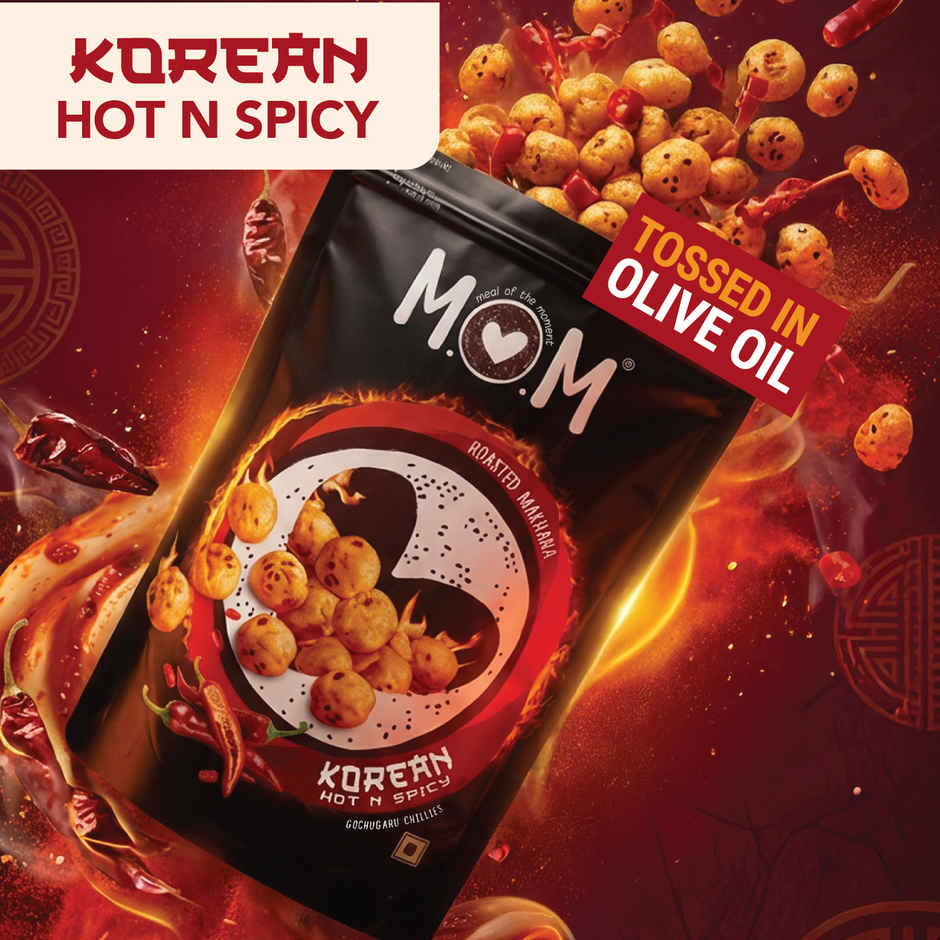 MOM - Korean Hot N Spicy Roasted Makhana| Source of Protein | No Palm Oil
