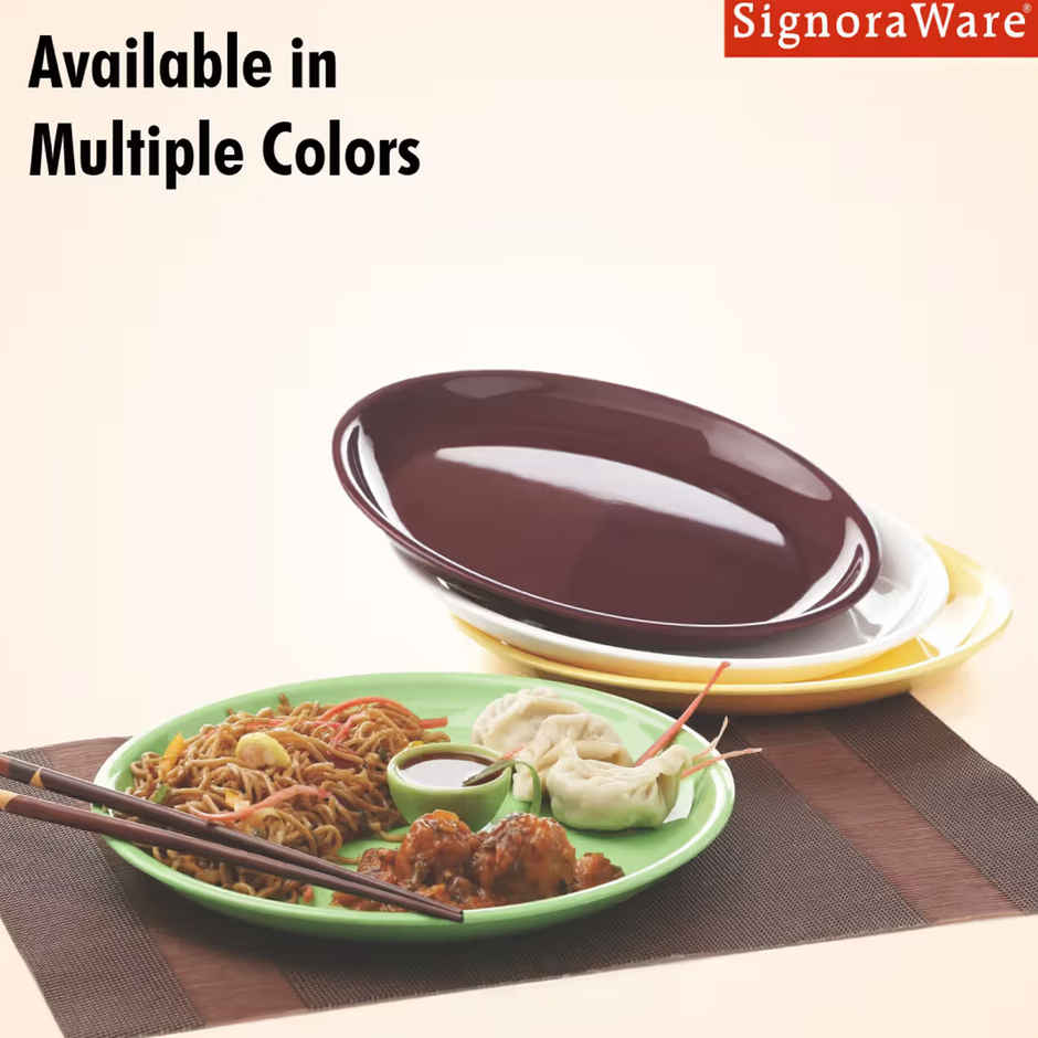 Signoraware Round Plate Set | Set of 3 | Yellow | Dinner Plate Set, Serving Plates