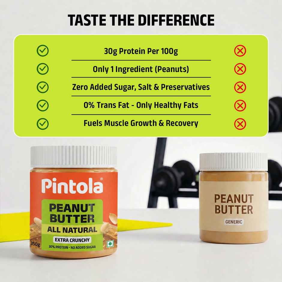Pintola All Natural Peanut Butter, Extra Crunchy, Unsweetened, 30g Protein