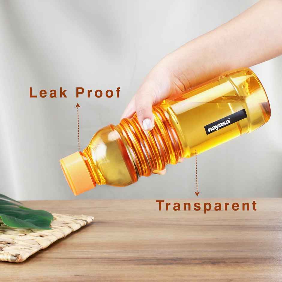 Nayasa Bumpy Plastic Water Bottle 1000 ml BPA Free Fridge Bottle | Orange