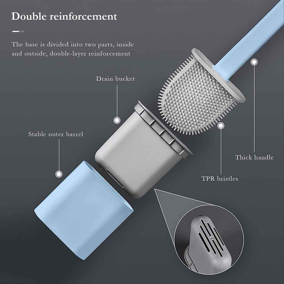Perpetual Water Drop Toilet Brush Set | Wall-Mounted Silicone Brush with Holder | 2 Pcs