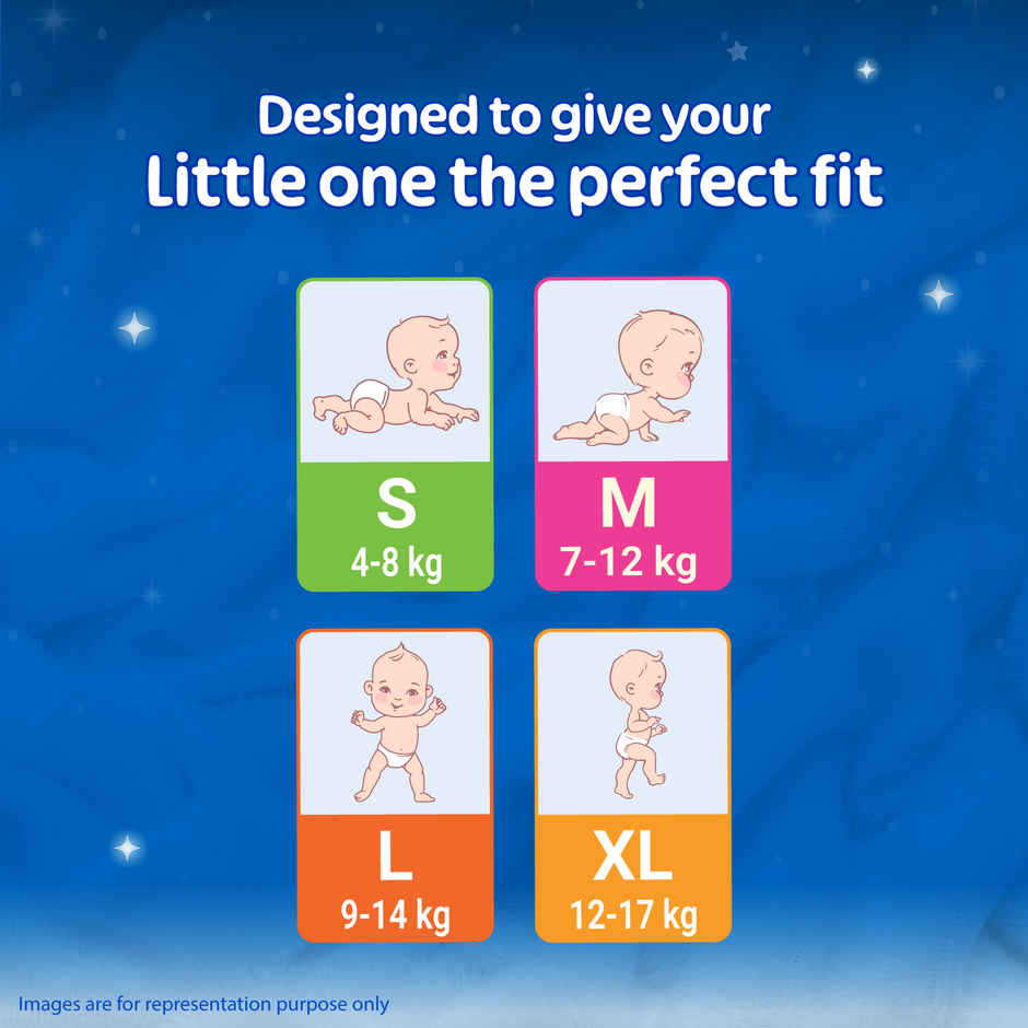 Littles Baby Diapers Pants | Comfy Nights | 7-12 kg | M
