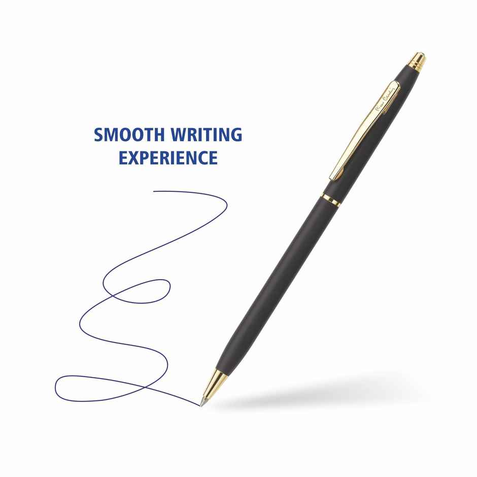 Pierre Cardin Kriss Japan Black Gold Trim Matte Black Ball Pen