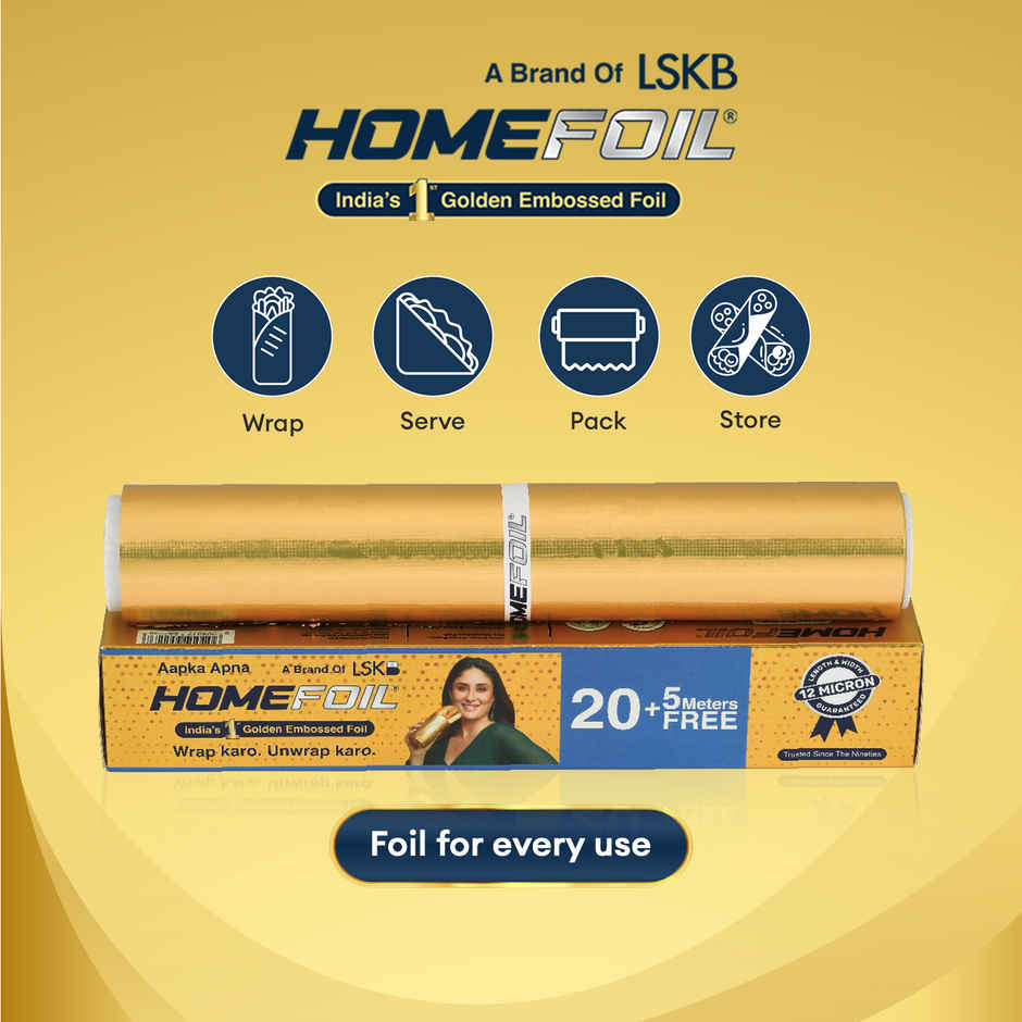 HOMEFOIL 25 Meter Golden Embossed Aluminium Foil