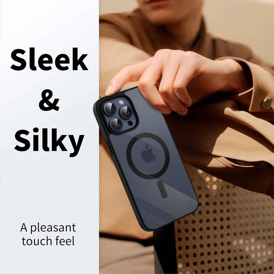 ExpressB For iPhone 15 Pro Max Case Thin Matte Anti-Scratch For Magsafe Shockproof Protect - Black