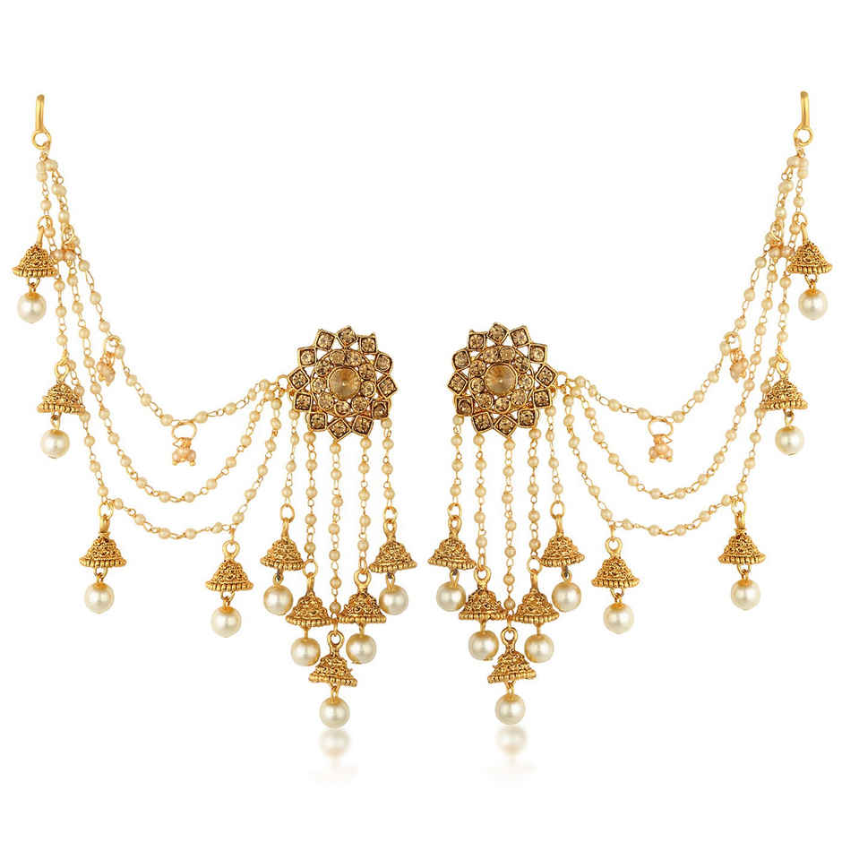 Sukkhi Attractive Gold Plated Bahubali Inspired Long Chain Jhumki Earrings For Women