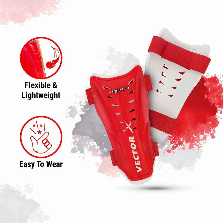 Vector X Liverpool Shinguard | Shinguard For Football | Shinguard For Men| Red | Set of 2|S/M