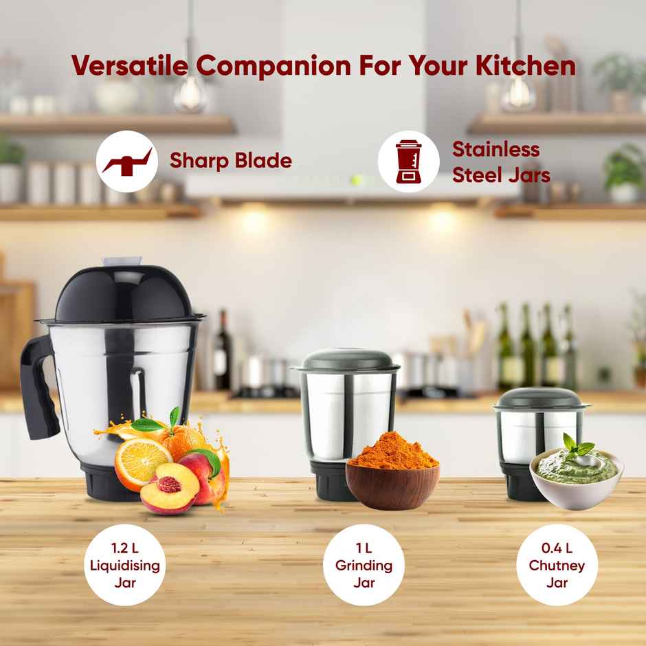 Cadlec Bullet 3 Jar Mixer Grinder with Powerful Motor | Juicer | Blender | Black