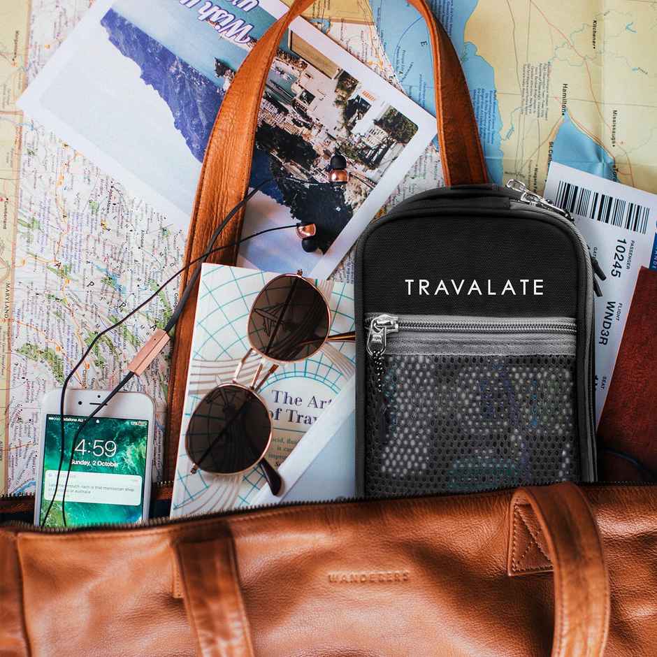 TRAVALATE Three Compartment Travel Toiletry Kit | Black