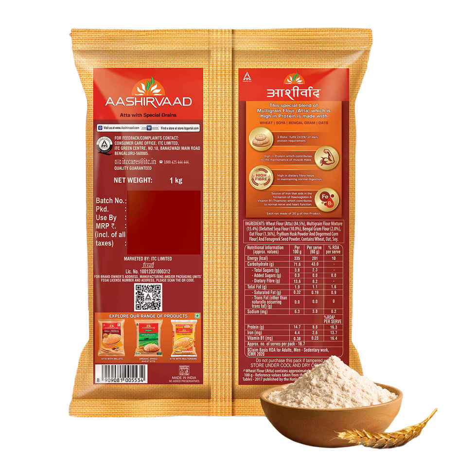 Aashirvaad Atta With High Protein | Multigrain Mix With Soya | 25% Daily Protein From 3 Rotis