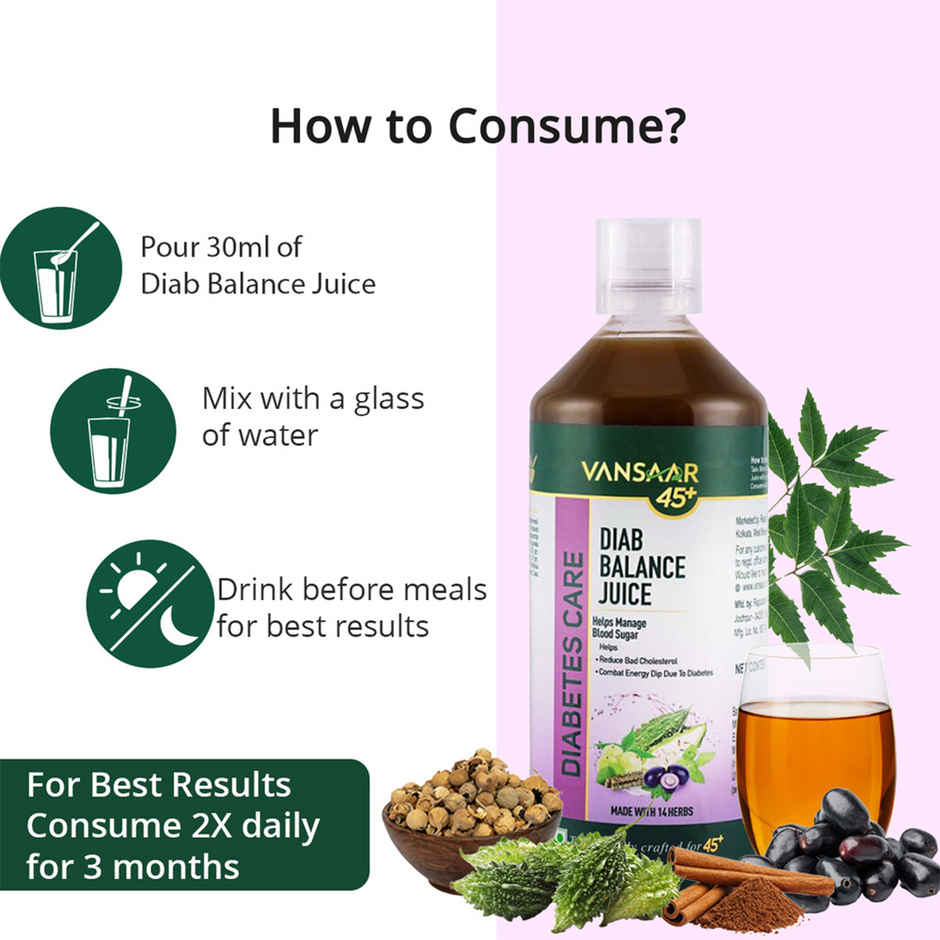 Vansaar 45+ Diab Balance Juice - Diabetes Care Juice