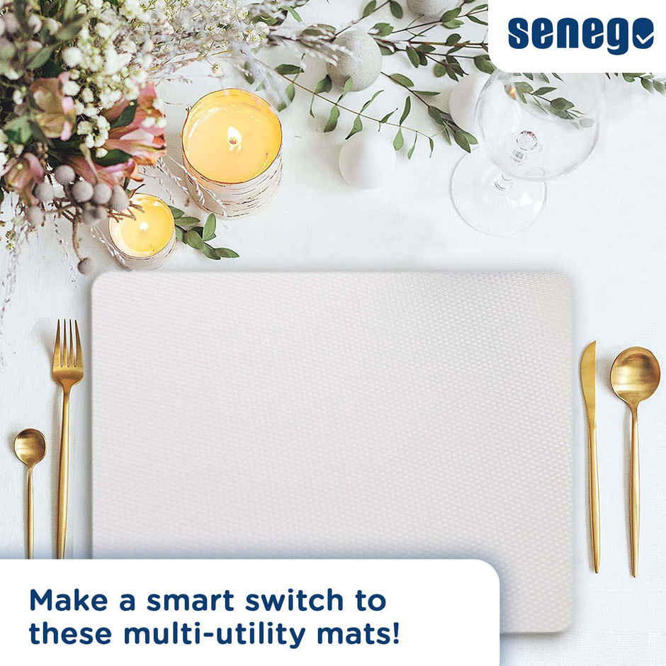 Senego Anti Slip Mat | 1.5 m | Shelf Liner Mat for Kitchen/Cupboard/Drawers | 45 cm x 1.5 m | White | EVA, BPA Free