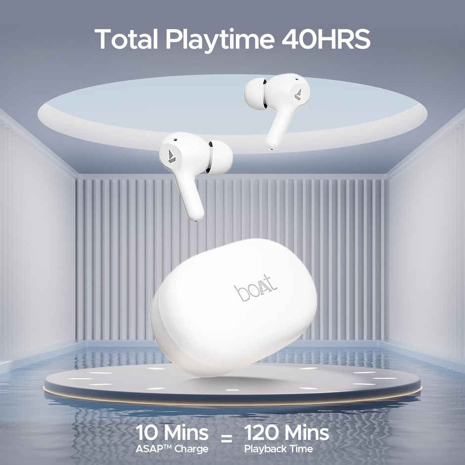boAt Airdopes 71 TWS Earbuds w/ 40H Playtime, Dual Mics with ENx & ASAP Charge (Frost White)