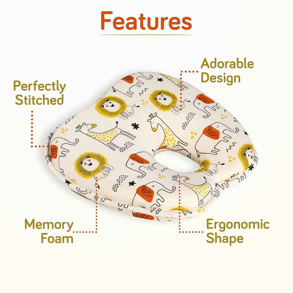 LuvLap New Born Baby Head Sleeping Pillow of Apple Shape, to Prevent Flat Head Syndrome, 0m+