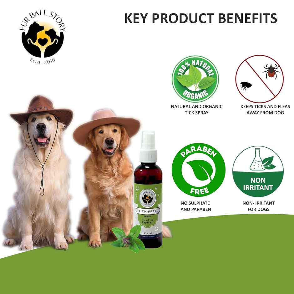 Fur Ball Story Tick Free, Tick & Flea Repelling Spray For Dogs & Cats
