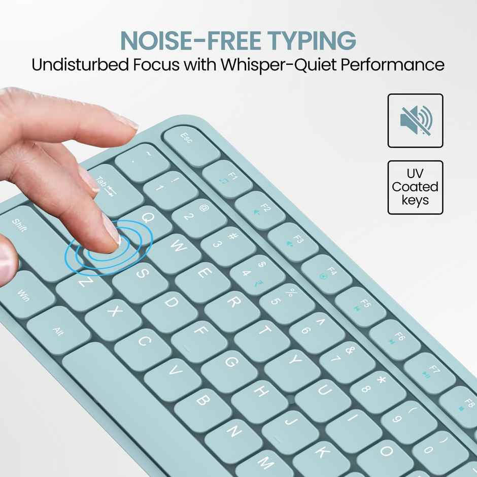 Portronics Ki-Pad 3 USB Wired Keyboard with Large Keycaps, Noise-Free Typing, Fn Multimedia Hotkeys, Full-Size Layout with Num Pad, Ergonomic Design, 1.5m USB Cable, for Laptop, PC, Mac - Blue