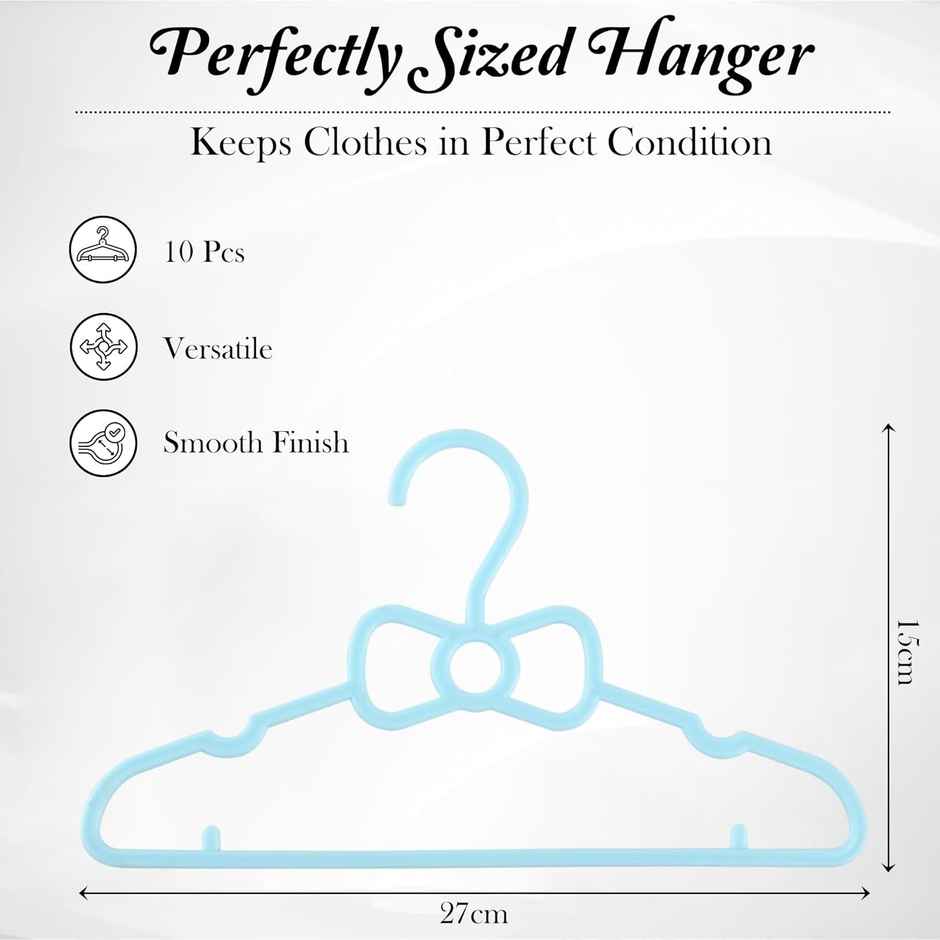 Kuber Industries 15 Pcs Small Baby Hangers for Clothes Hanging for Wardrobe | Sky Blue