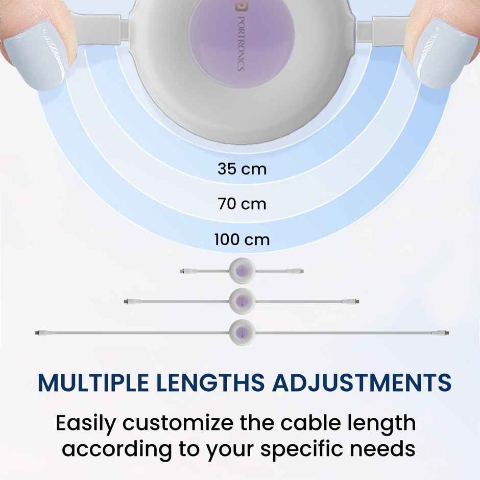 Portronics Upgraded Konnect Recoil | 60W Type C to C Fast Charging Cable - White
