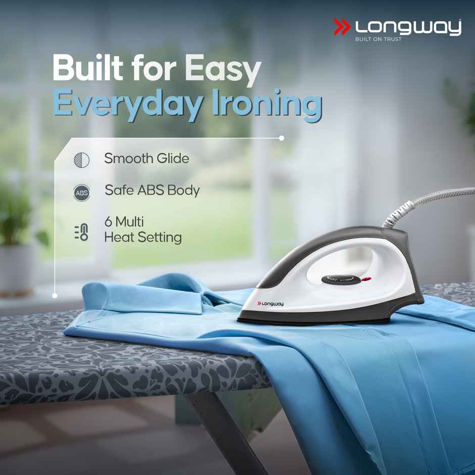 Longway Roto Max 500W Mixer Grinder + 1100W Dry Iron | 3 Jars | Powerful Motor | Teal & Black |Combo