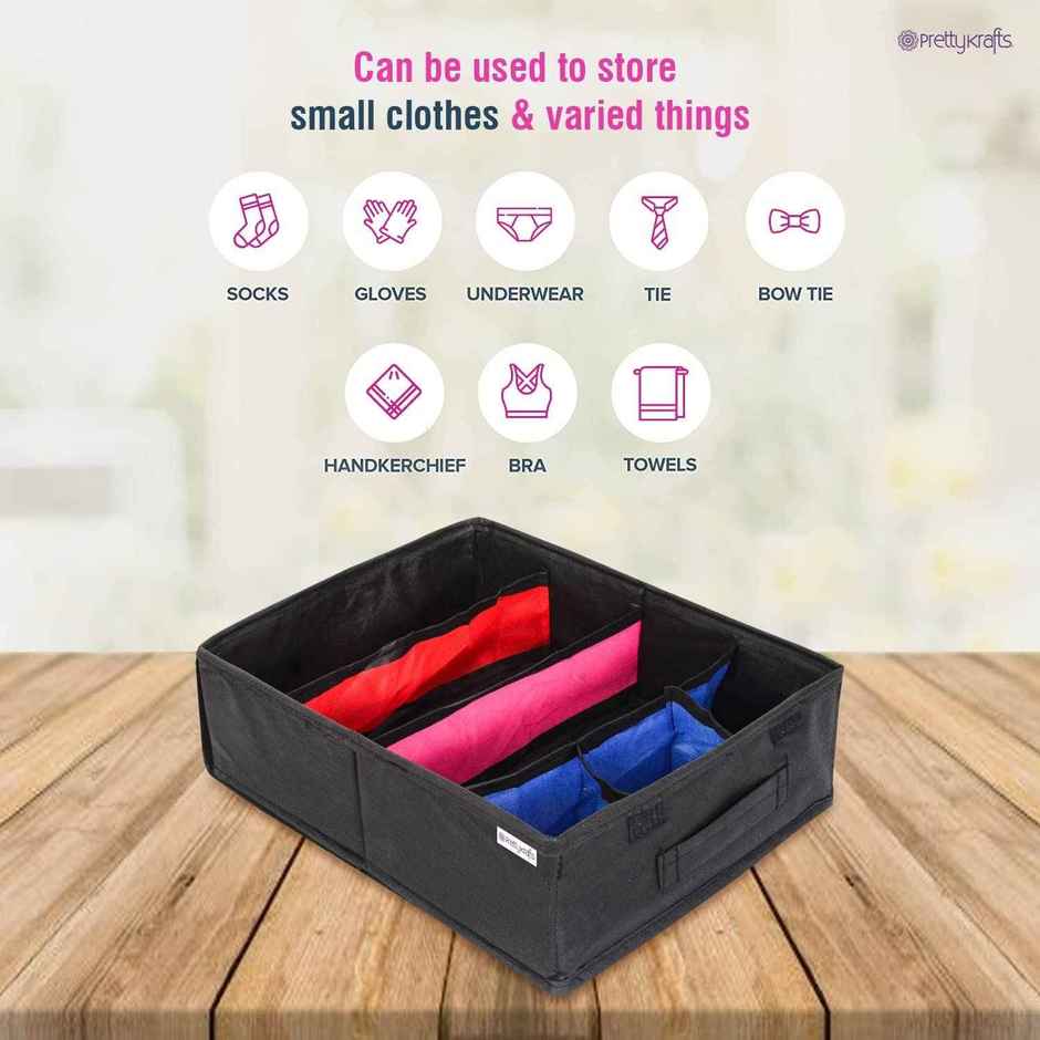 PrettyKrafts Pink Lingerie & Bangle Organizer | Non-Woven Wardrobe & Undergarment Storage Box