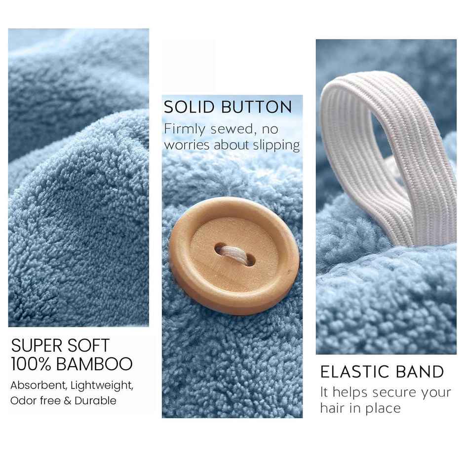 Mush Bamboo Hair Towel Ultra Soft Absorbent Anti Microbial Hair Wrap 500 GSM Sky Blue