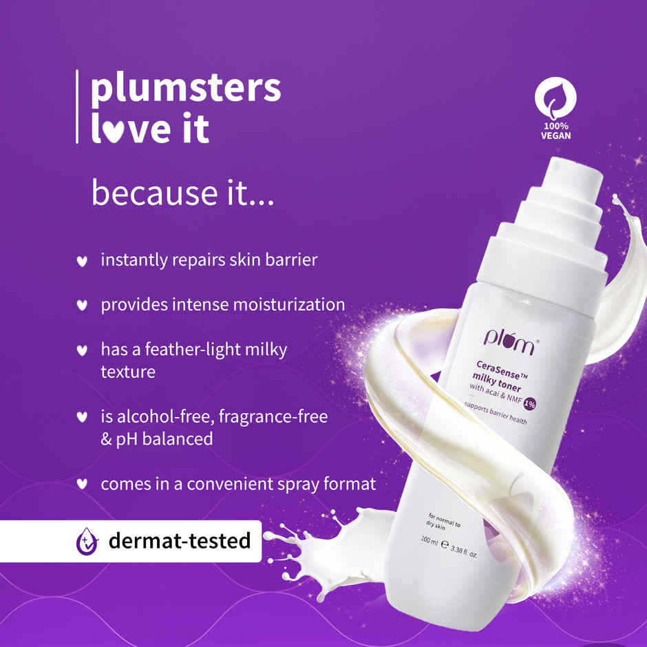 Plum Cerasense Milky Toner With Ceramides And Peptides For Barrier Repair