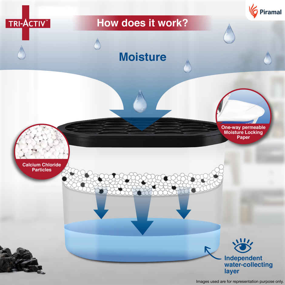 Tri-Activ Moisture Absorbers, Dehumidifier For Wardrobe, Closet, Shoe Rack- Charcoal