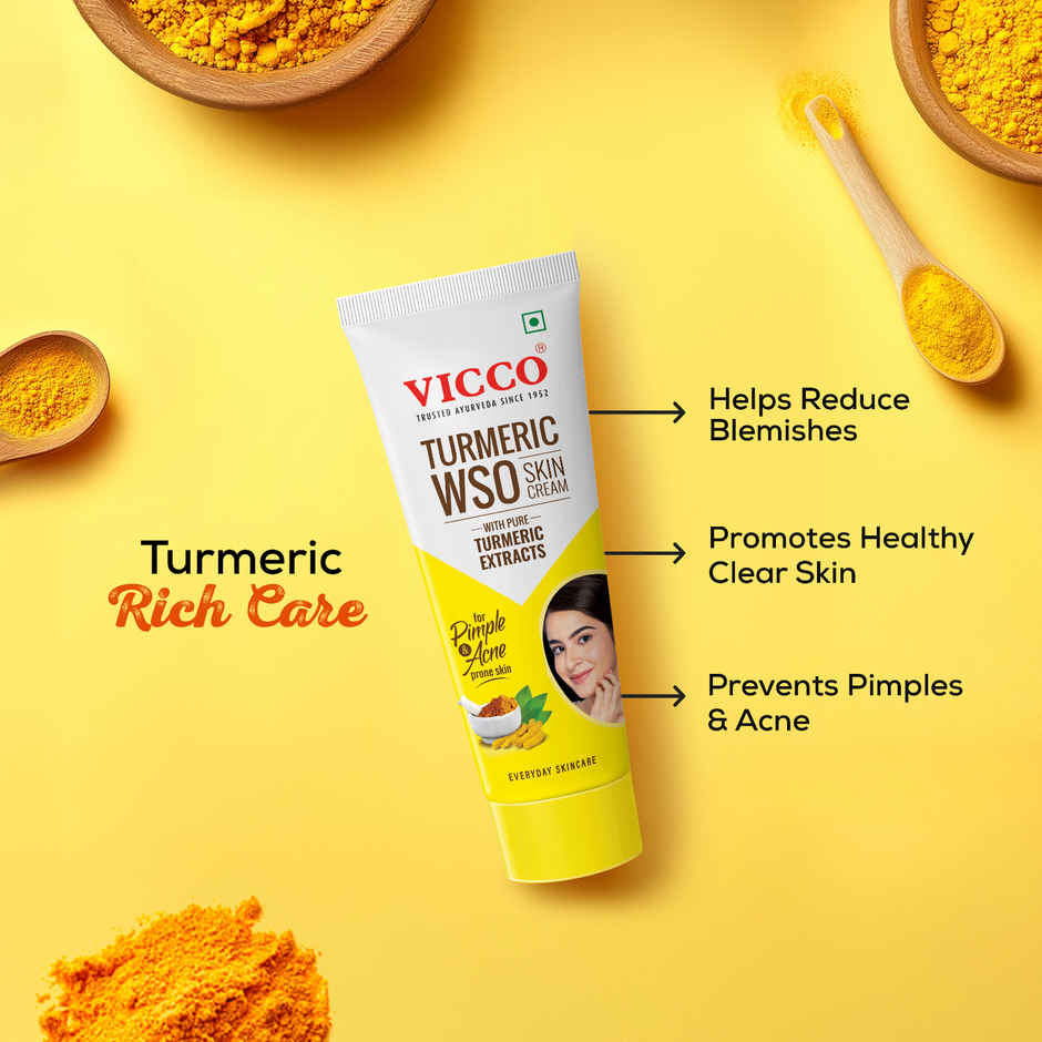 Vicco Turmeric WSO Skin Cream 30g | Ayurvedic Face & Skin Cream for Acne & Pimple Prone Skin