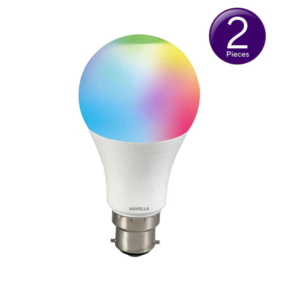 Havells 9W WiFi Smart Bulb Compatible With Alexa & Google Assistant Rgb Colours | B22 Base Holder Combo 